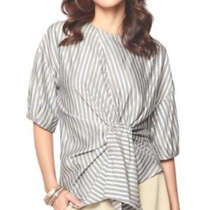 Anthropologie | Blue, gold and white stripe top